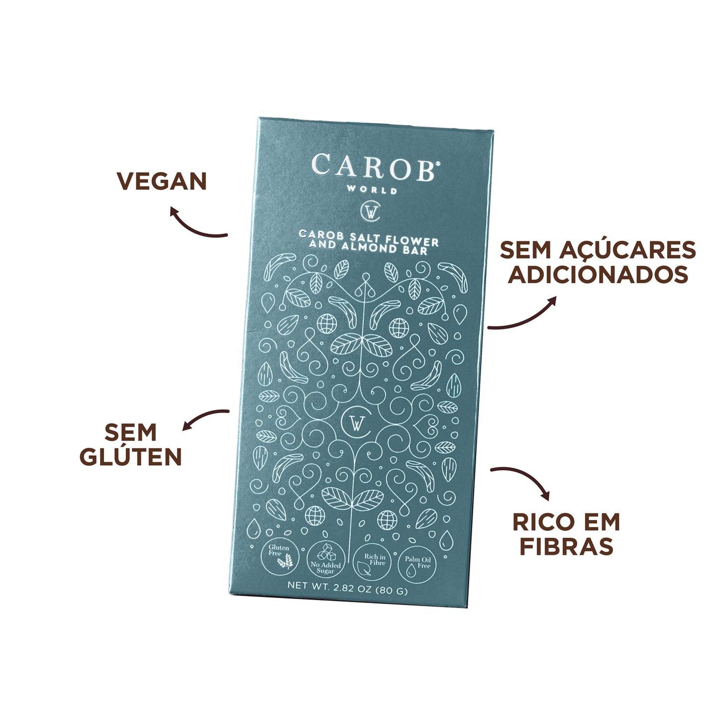 Tablete de Alfarroba, Flor de Sal e Amêndoa (80g)