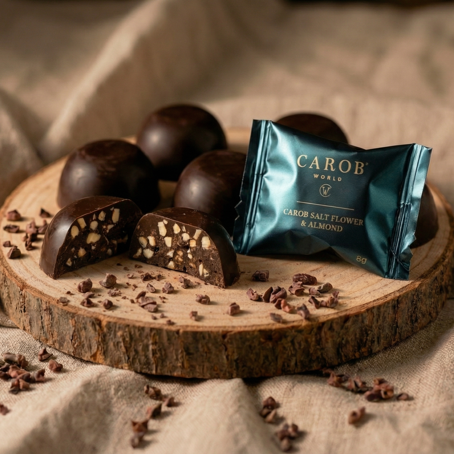 Bombons de Alfarroba, Flor de Sal e Amêndoa (Pack 48 x 8g)