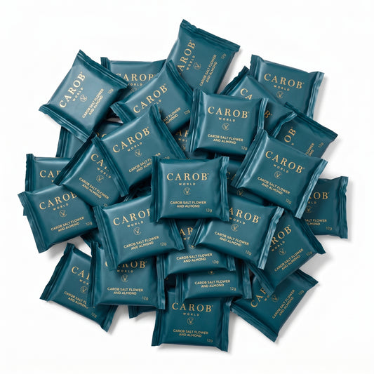 Mini Tabletes de Alfarroba, Flor de Sal e Amêndoa (Pack 60 x 12g)