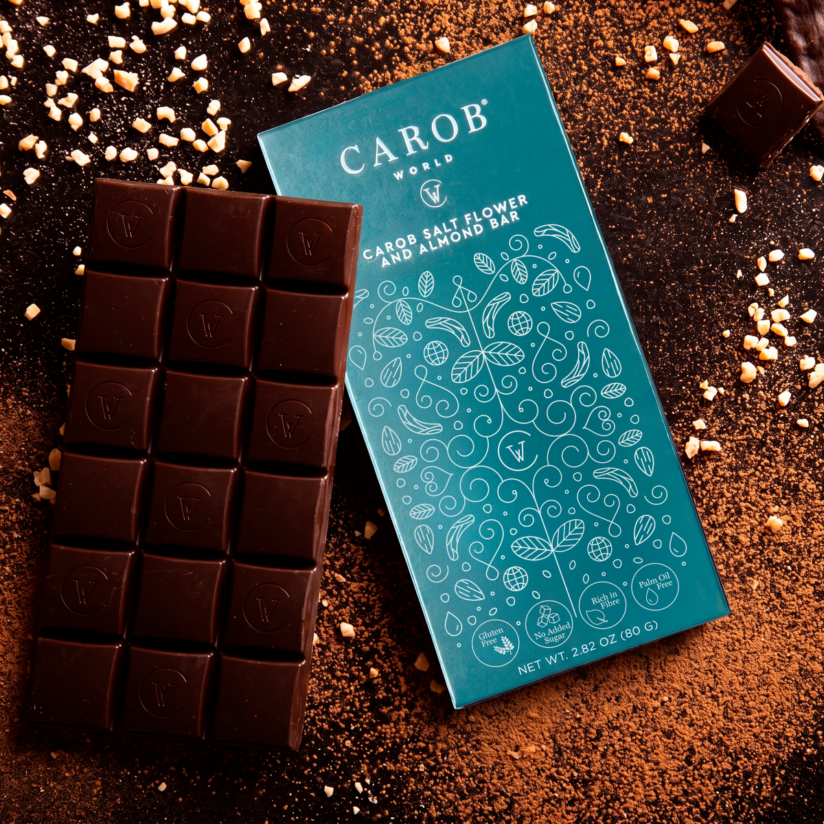 Carob, Salt Flower and Almond Bar (80g)